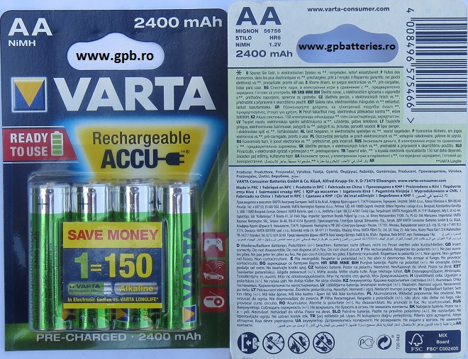 Acumulator VARTA Ready to use AA R6 2400mA 56756